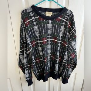 St Johns Bay Vintage 90s Plaid Holiday knit sweater size large